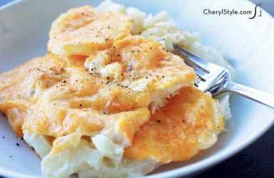 Peggy’s easy cheesy potato casserole made with real potatoes