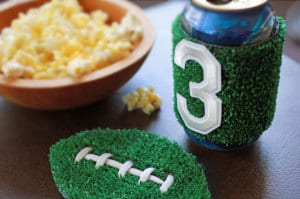 easy DIY #AstroTurf #coozies and #coasters | instructions and free #printable on Everyday Dishes & DIY.com