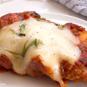Homemade classic chicken Parmesan, ready to serve for dinner.