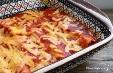 Utilize leftover chicken for this creamy chicken enchiladas recipe