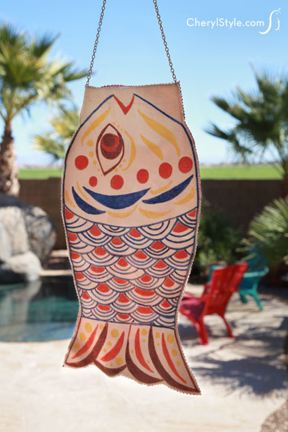 Make an easy, no- sew DIY fish windsock craft made with canvas and fabric markers