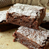 Quick and easy chewy chocolate brownies that are cut up and ready to enjoy.