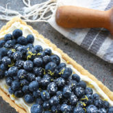 Elegant and slightly sweet lemon and blueberry mascarpone tart