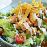 Zesty southwest chicken salad with BBQ sauce and ranch dressing.