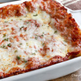 The best sweet homemade lasagna — in a dish and ready to serve.