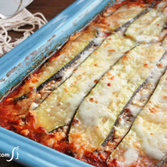 A pan of the best vegetarian zucchini lasagna ever.