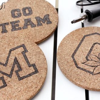 Some DIY game-day trivets made out of cork.
