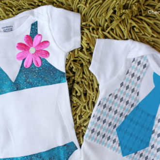 Some DIY printable iron-on patterns for baby onesies.