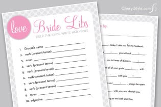 Have fun with a printable bridal libs game! - Everyday Dishes