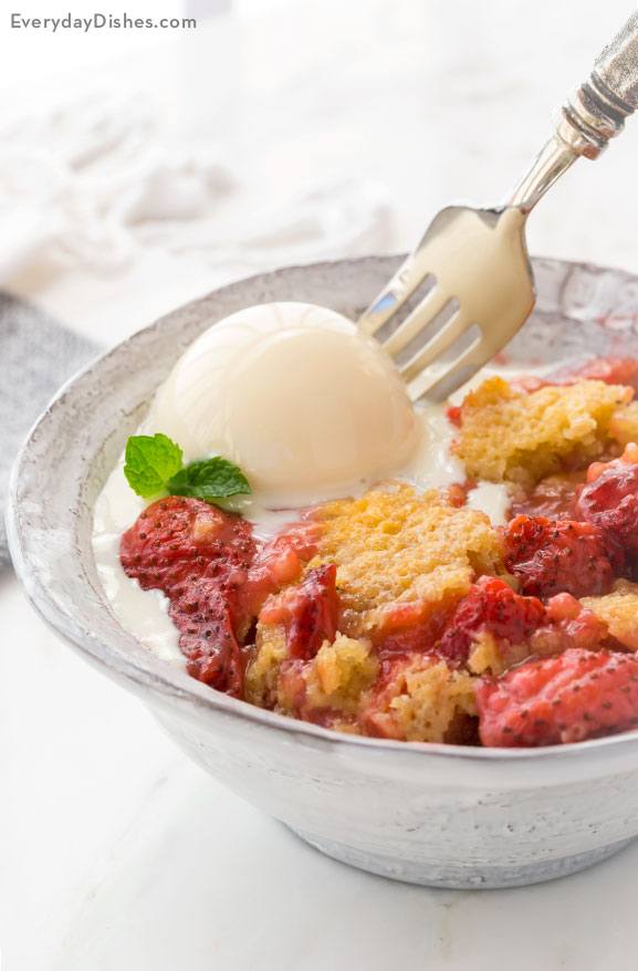 Fresh strawberry cobbler infused with balsamic vinegar