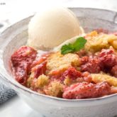 Fresh strawberry cobbler infused with balsamic vinegar