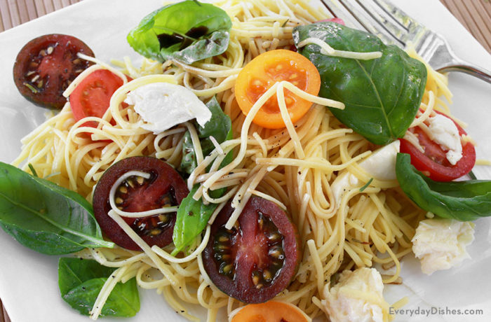 Cherry tomato pasta salad with fresh mozzarella recipe