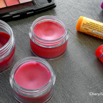 Jars of DIY lip stain — a great way to recycle makeup you don't use.