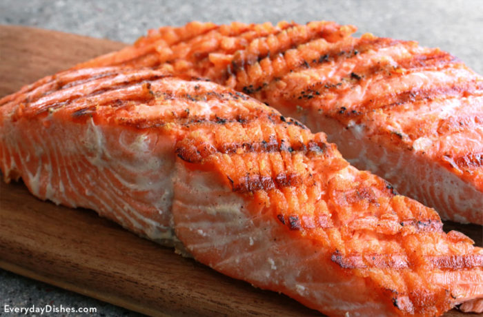 Grilled salmon with garlic butter recipe