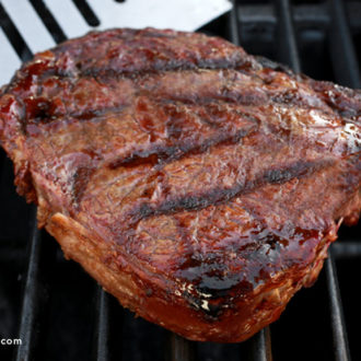A delicious and perfectly grilled steak.