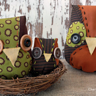 Three DIY fabric owls — great fall decorations