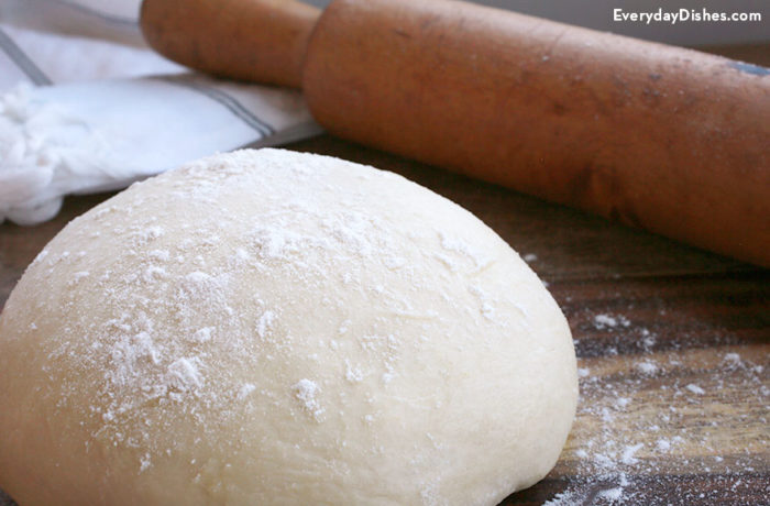 A ball of homemade pizza dough.