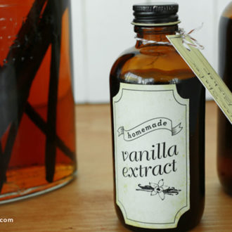 A bottle of homemade vanilla extract.