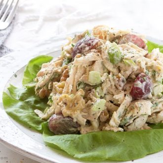 Seasoned Chicken Salad on a plate and ready to enjoy for dinner