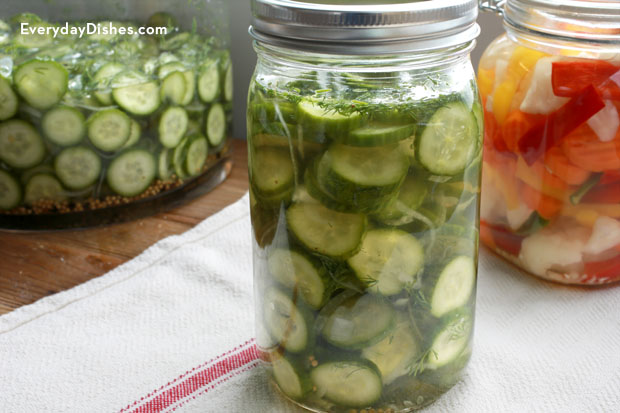 Homemade, easy sweet and sour refrigerator pickles.