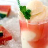 A glass of a refreshing watermelon cooler cocktail