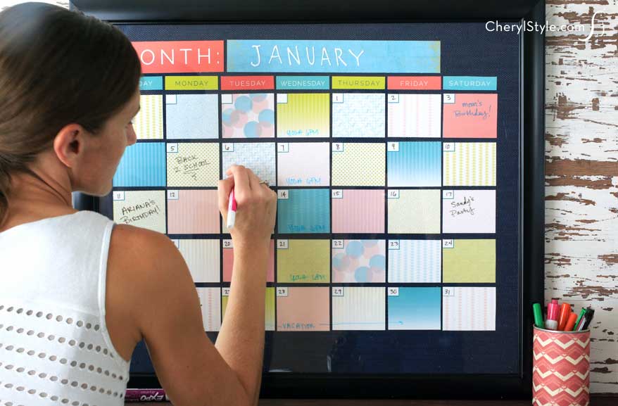 DIY dry erase calendar