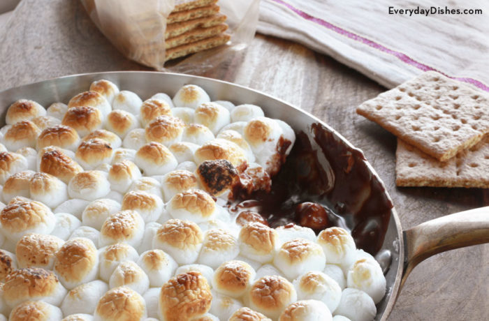 A fresh batch of delicious and easy skillet s'mores.