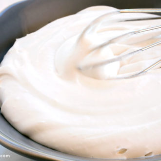 A bowl of vegan coconut whipped cream.