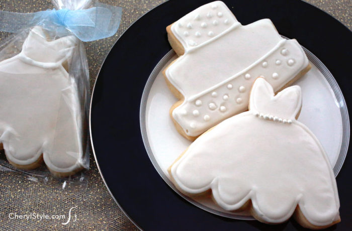 Iced bridal shower cookies, a cute decorative dessert.