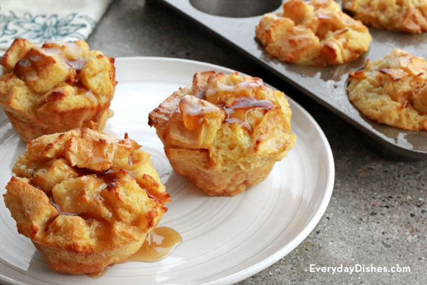 Baked French toast muffins on a plate and ready to enjoy for breakfast.