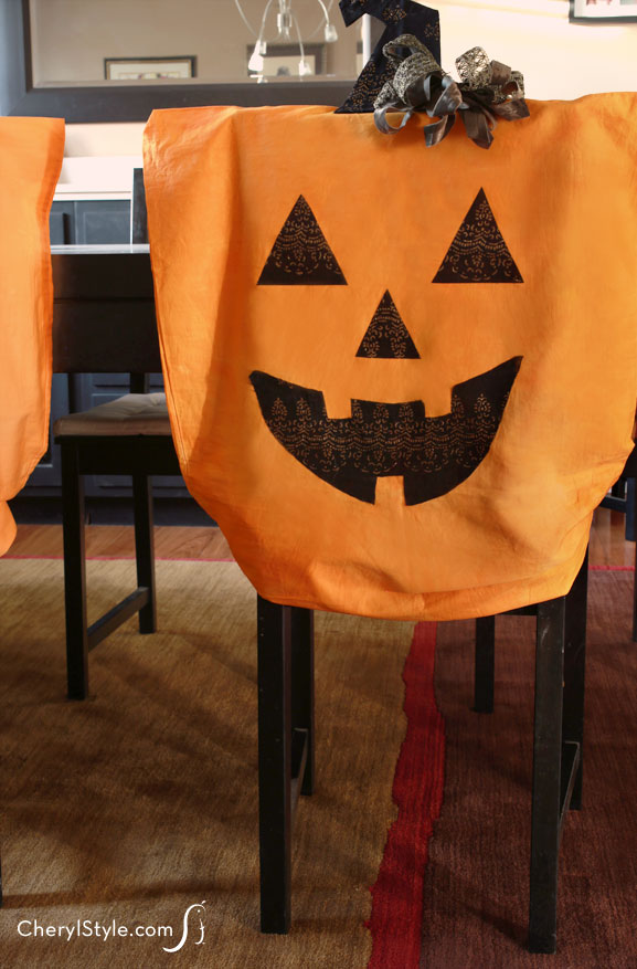 DIY Halloween pillowcase chair covers