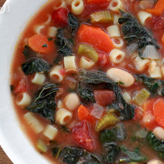A bowl of hearty minestrone soup
