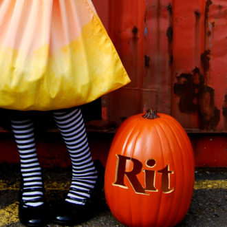 Rit Dye trick-or-treat bag made from a pillow case.