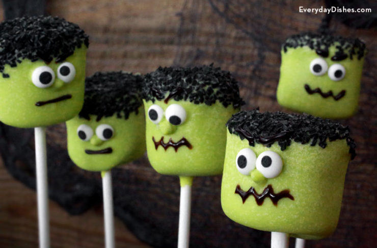 Halloween Frankenstein Marshmallow Pops For Kids