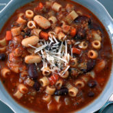 A bowl of pasta e Fagioli soup
