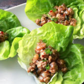 Homemade chicken lettuce wraps, ready to enjoy for lunch.