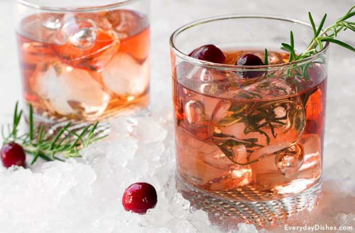 Two glasses of a delightful cranberry whiskey cocktail