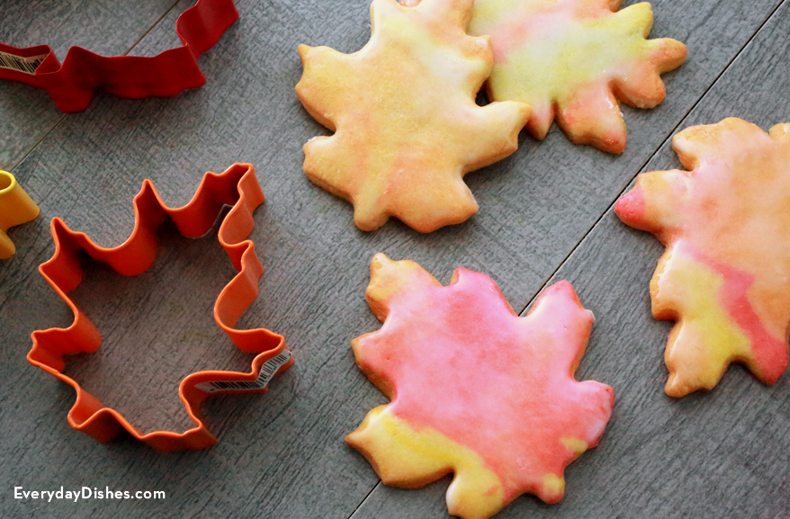 Glazed leaf-shaped sugar cookies recipe