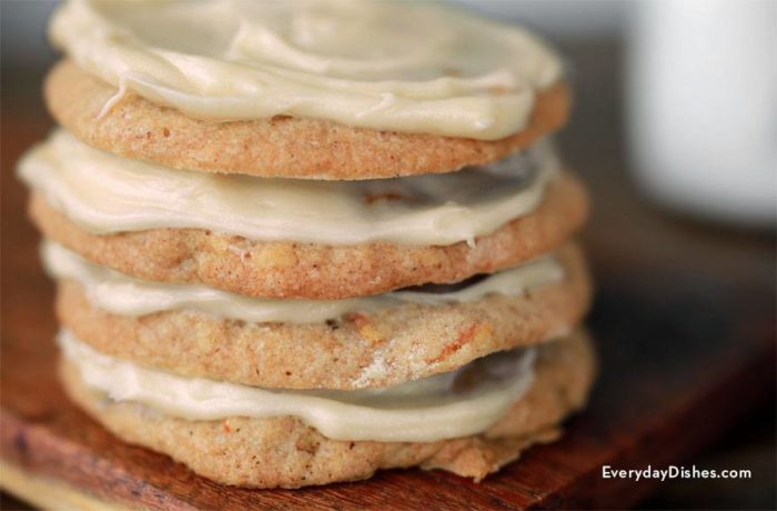 A stack of homemade maple pumpkin cookies that are ready to enjoy for a fall treat.