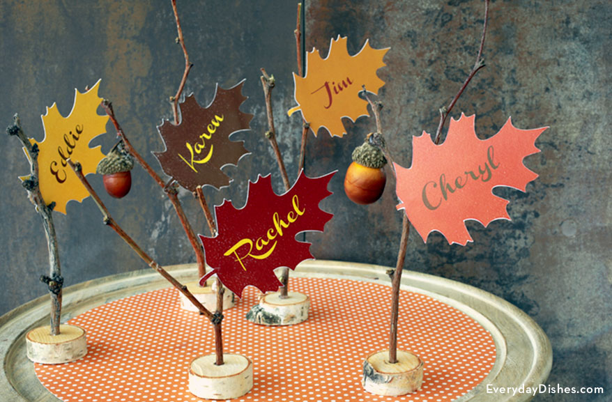 Printable Leaf Place Cards for Thanksgiving