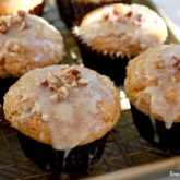 Some freshly baked pumpkin muffins with maple glaze