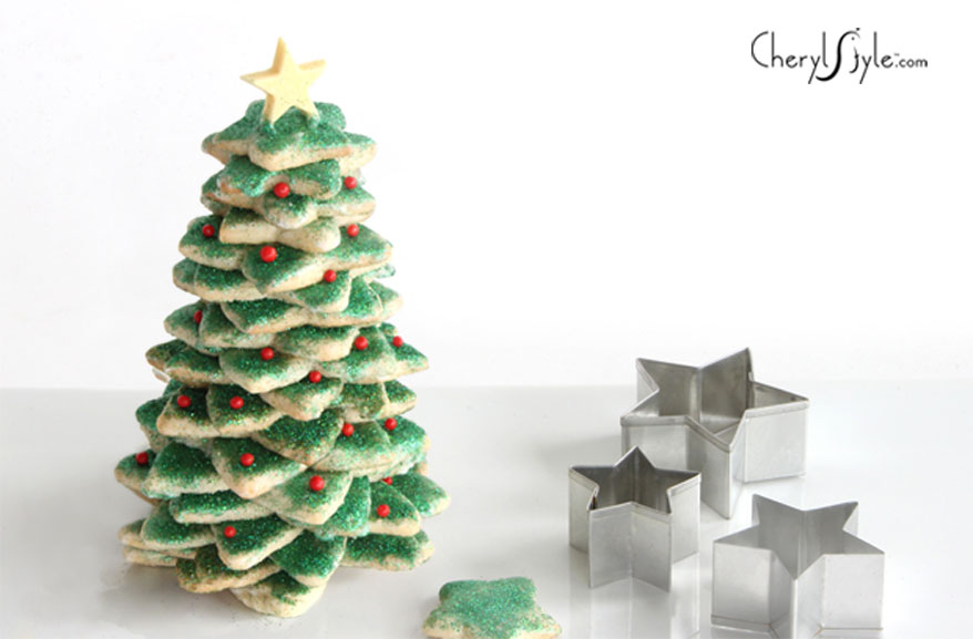 Holiday cookie recipes - Stacked sugar cookie Christmas tree