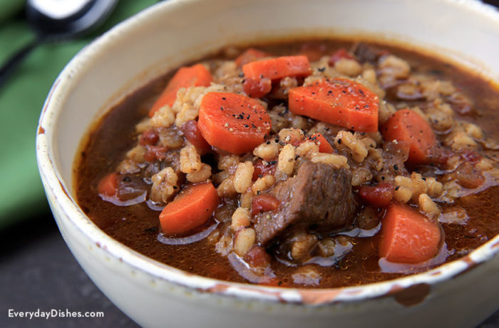 Beef, barley and vegetable soup recipe