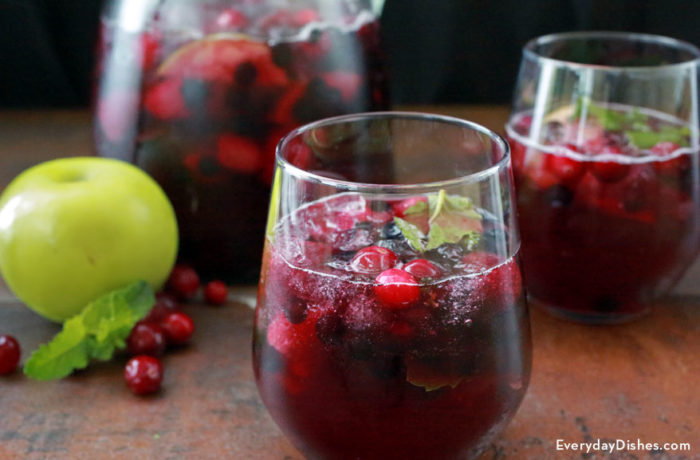 Two glasses of a delicious cranberry punch.