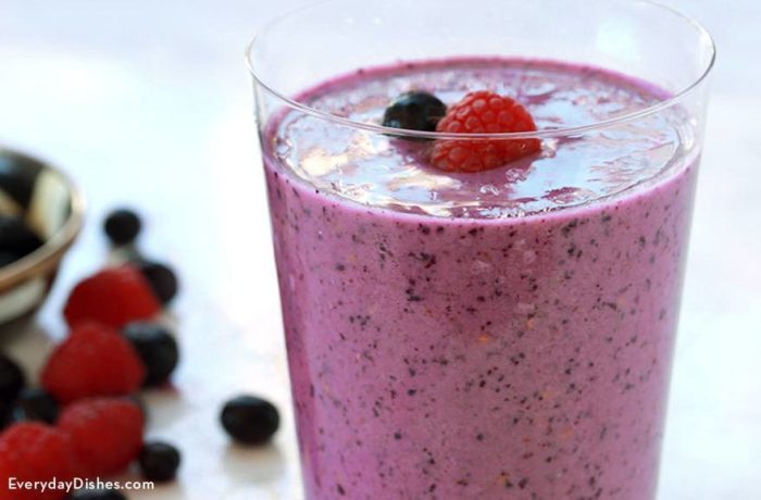 A glass of the perfect fruit smoothie.