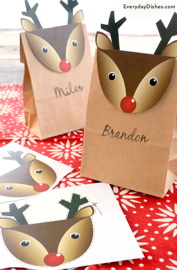 Printable reindeer gift bags
