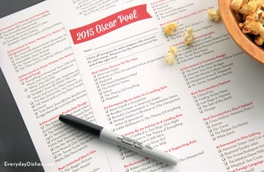 2015 Printable Oscars pool sheet