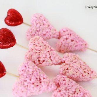 Rice Krispies treat heart kabobs for Valentine's Day