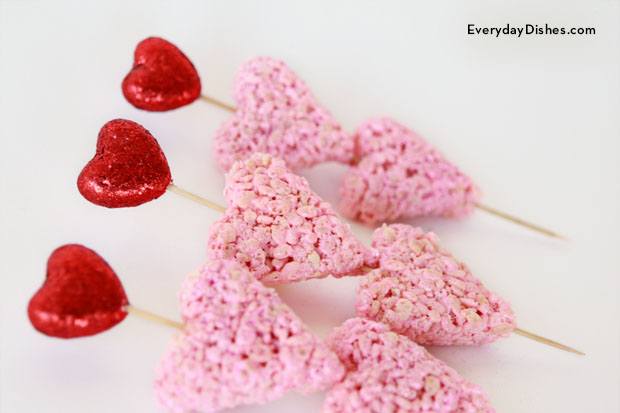 Rice Krispies treat heart kabobs for Valentine's Day