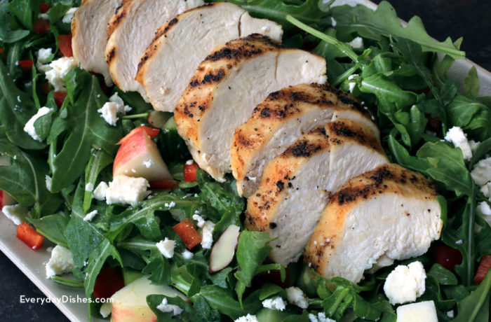 A healthy and delicious grilled chicken salad for lunch or a light dinner.